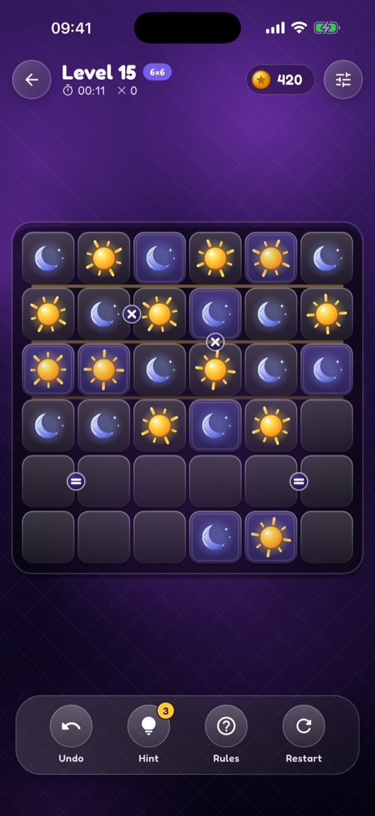 Eclipse: a grid of suns and moons